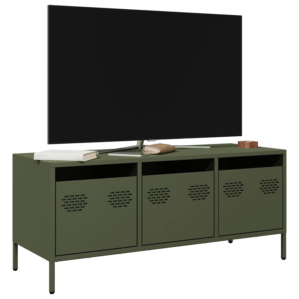 Vidaxl Mobile TV, Oliva, 101,5X39X43,5 Cm, Acciaio Laminato a Freddo