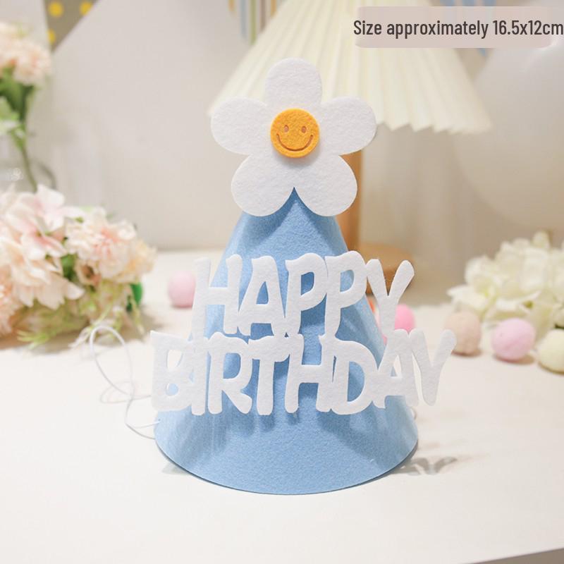 Daisy Decorated Baby Birthday Hat - Ideal for 1st Birthday Party Atmosphere and Photo Props