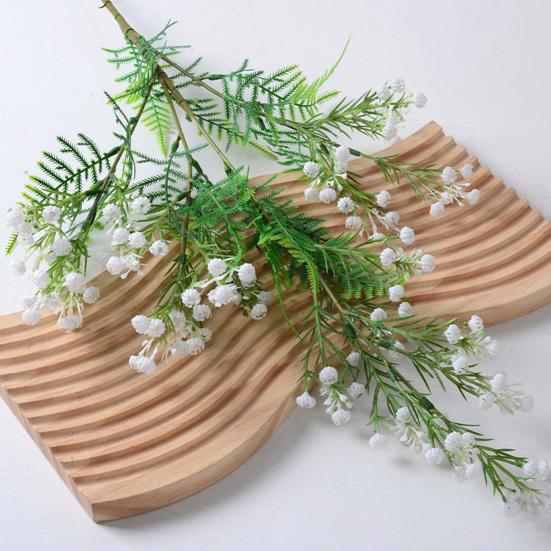 Brudslöja Grön Konstgjord Gren 32" Falsk Lång Stjälk Gipsophila Blommor med Blad för DIY Blomsterarrangemang Bröllopsbuketter Gårdshus Hem