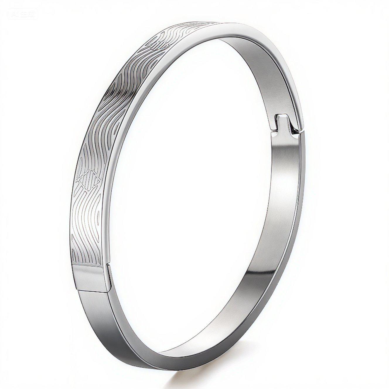 Titanium Steel Heartbeat Etched Couple Bracelet