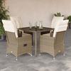 VidaXL Garden Dining Set with Cushions 5pcs Beige Poly Rattan, Outdoor Dining Set, Furniture of 3276801