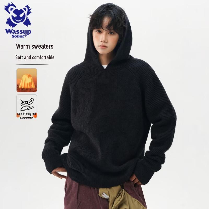 

Wassup Sohot Men s American Style Hooded Sweater L