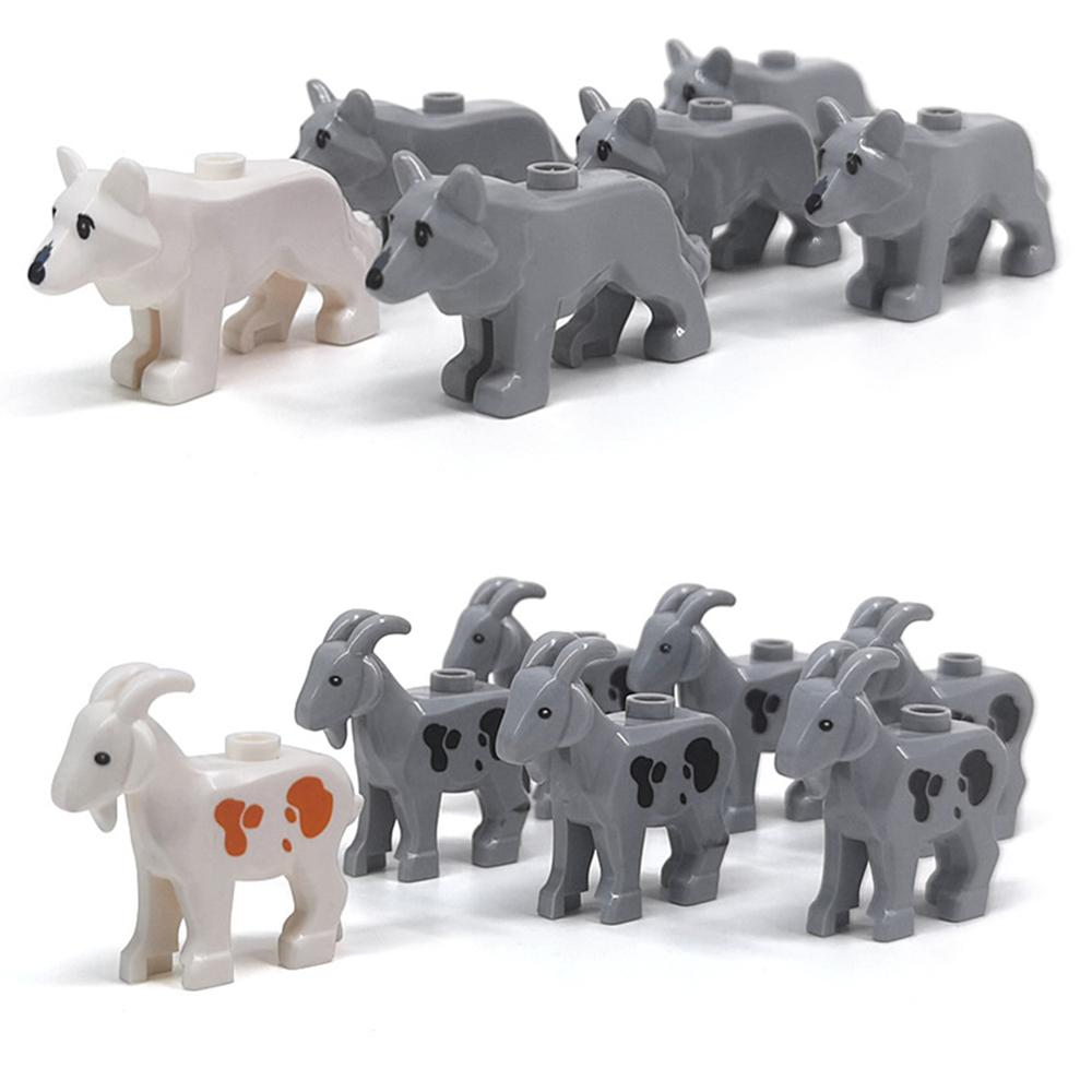 Interesting Toys Unisex Kids Zoo Animals World Goat Wolf Animal Building Blocks Toys Desktop Ornaments Bricks Kids Gift