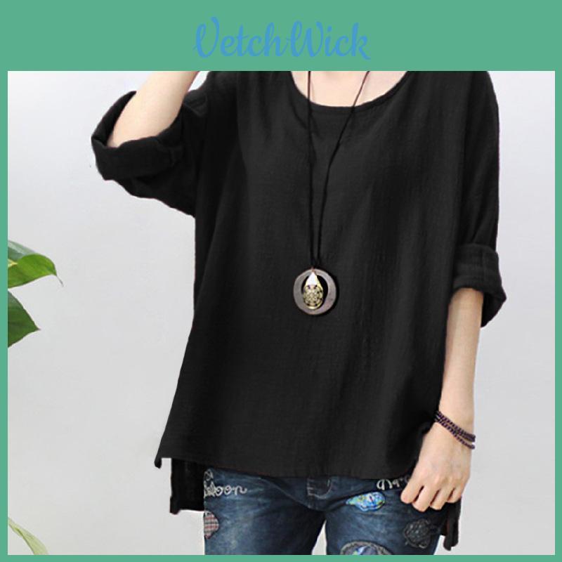 Women's Casual Vintage Cotton Linen Loose Long Sleeve Shirt For Effortless Style