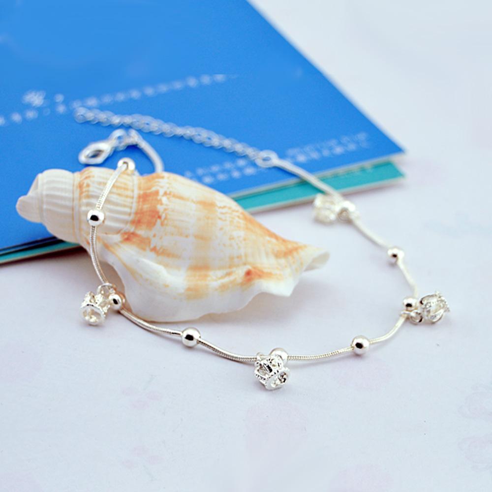 Sommer Mode Krone Fußkettchen Für Frauen Fuß Schmuck 100 %925 Sterling Silber Füße Kette Freundschaft Geschenke Bein Armbänder