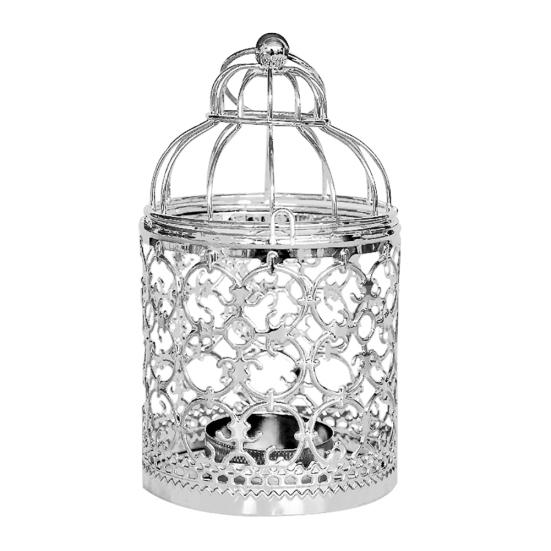 European Hollow Flower Candle Stand Hanging Iron Birdcage Candlestick Holder