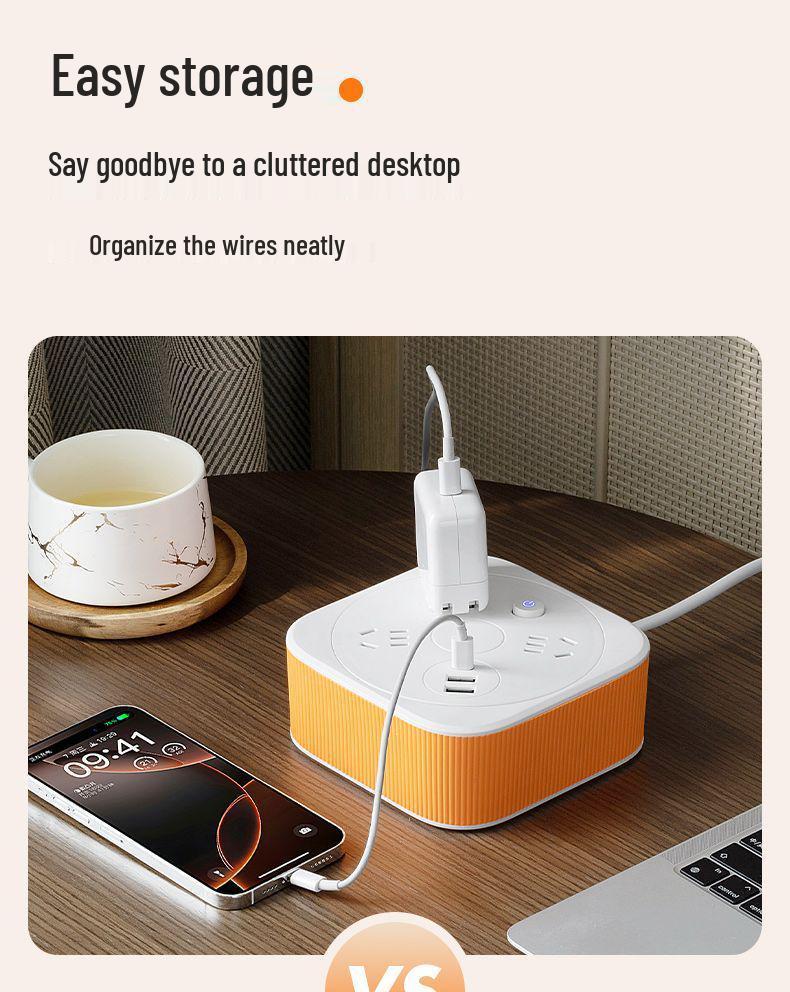 Multi-Socket USB Power Strip with Night Light for Home Use