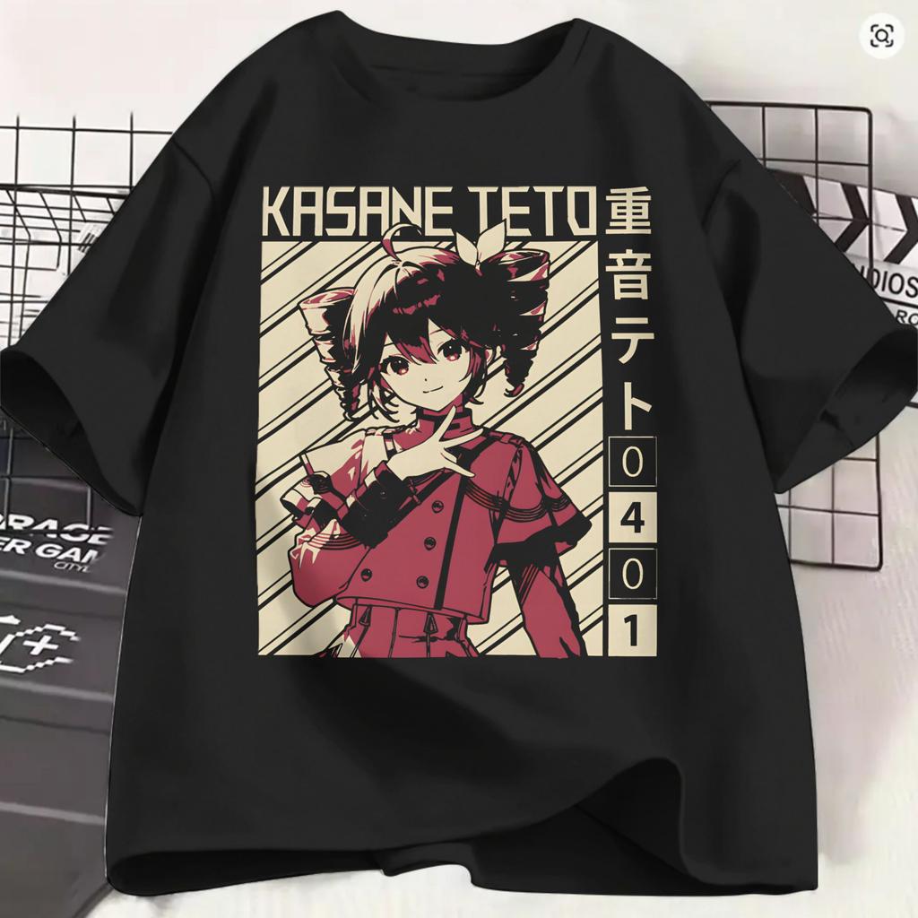 Kasane Teto Tshirt For Unisex Vintage 100 Cotton Tees Crewneck Short Sleeve T Shirts Birthday Present Tops