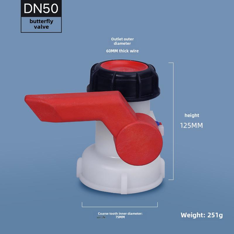 IBC 1-Ton Barrel Valve Set: Acid & Alkali Resistant Butterfly and Ball Valves, DN50, for Plastic Barrel Discharge.