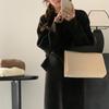 Lazy Loose Crew Neck Sweater Skirt Set Autumn and Winter Versatile Knitted Sweater Two-piece Set