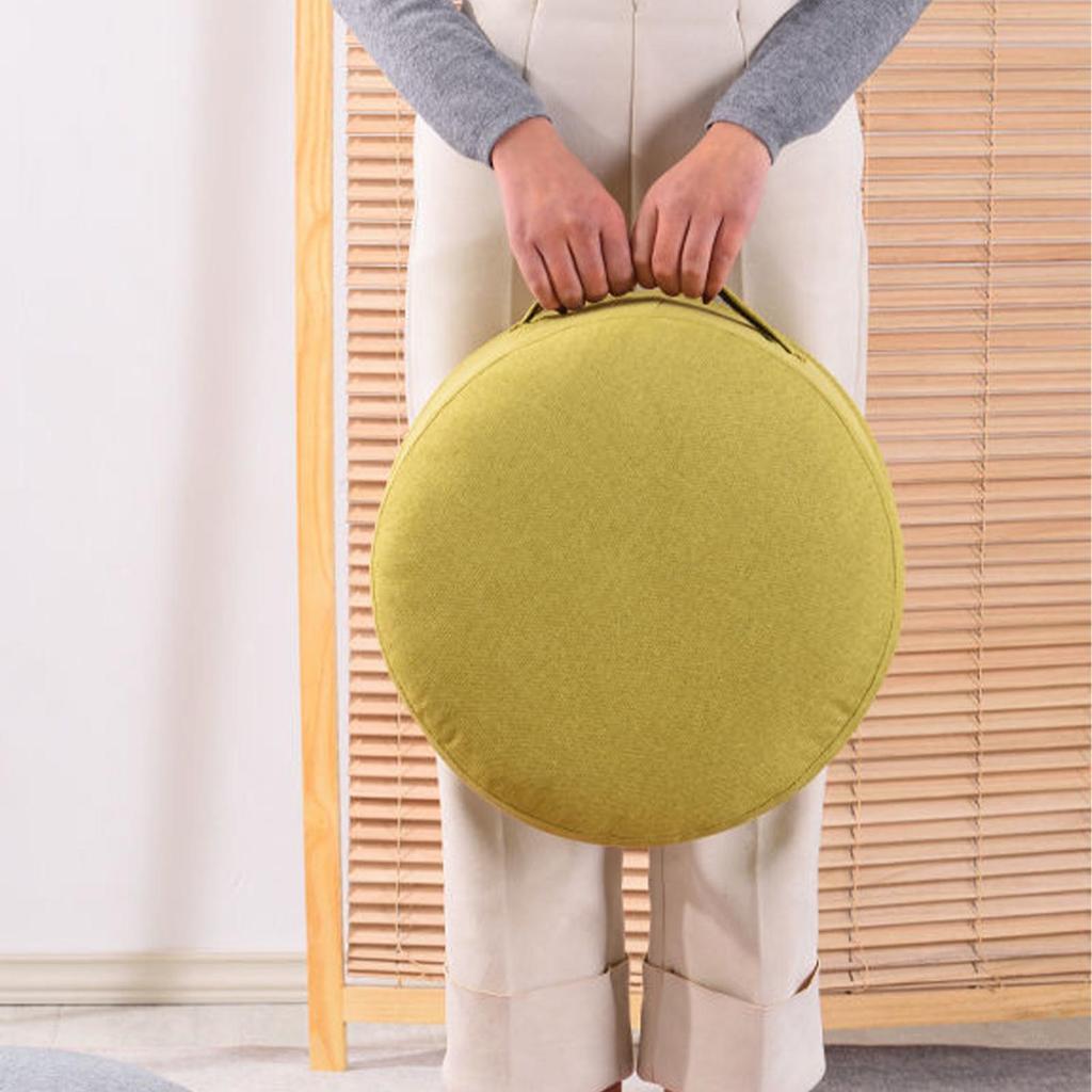 Floor Pillow 20cm Thickness Cotton Fabric Soft Comfortable Detachable Round Floor Cushion for Home Indoor Grass Green