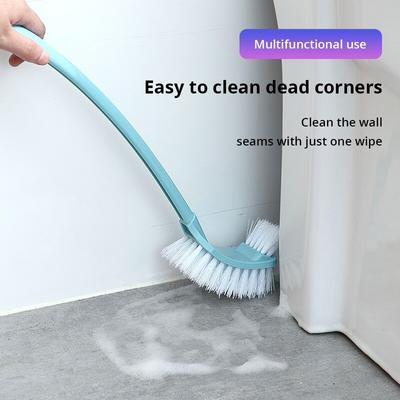 Multi-function Double Head Clean Toilet Brush Soft Hair Plastic Curved Brush Bathroom Cleaning Long Handle Corner Brush