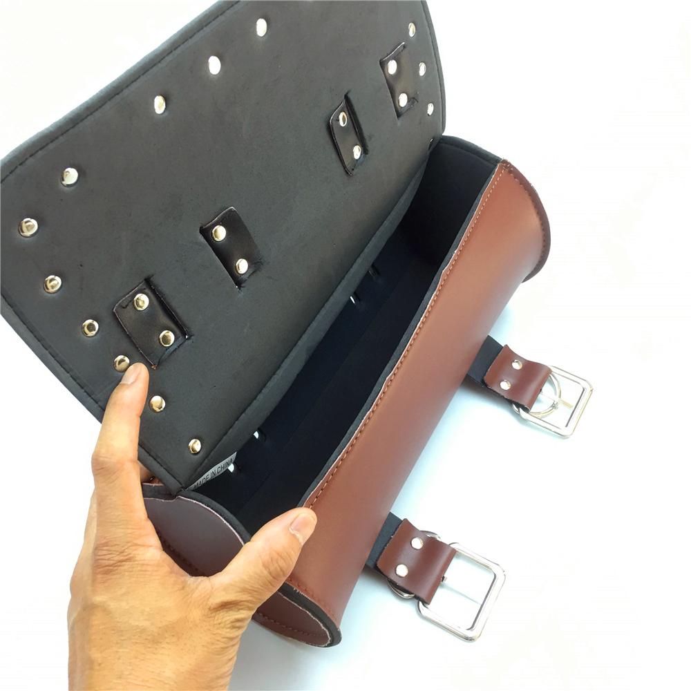 Universal Vintage Black brown Motorcycle Tool Bag Front Fork Handlebar Saddlebag Roll Barrel Racing Tail Barrel