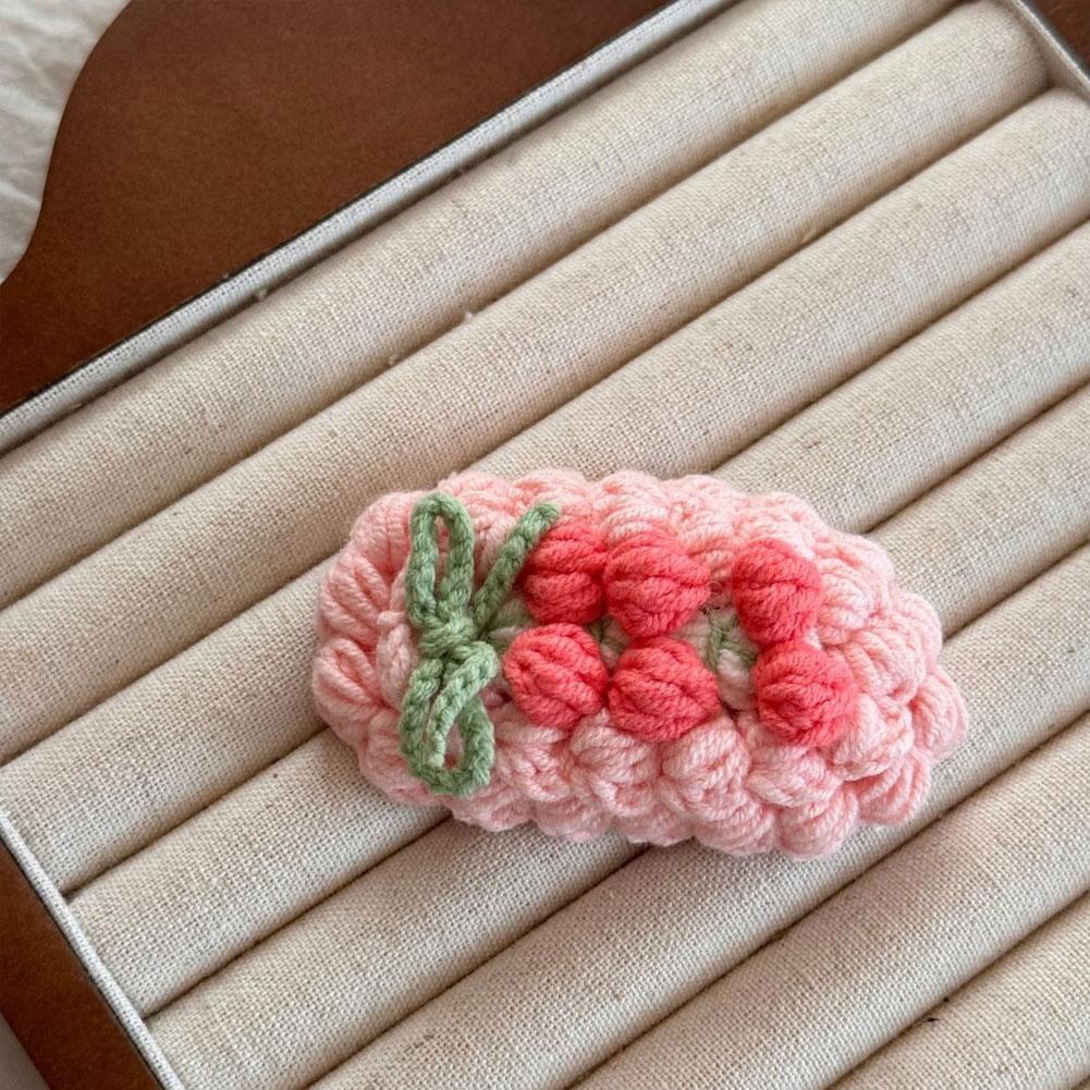 Cartoon Fruit Sweet And Cute Hairpin Handmade Wool Crocheted Autumn Winter Bangs Clip BB Clip Trendy Hair Accessories