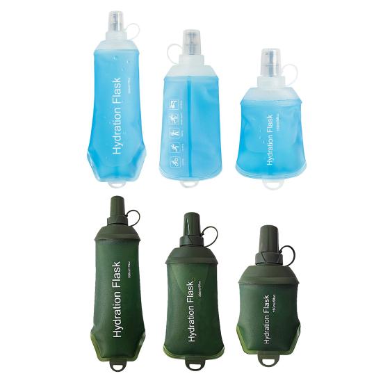 TPU Collapsible Soft Water Bottle Flask Food Grade BPA Free Leakproof Foldable Outdoor Sports Hydration Bottle