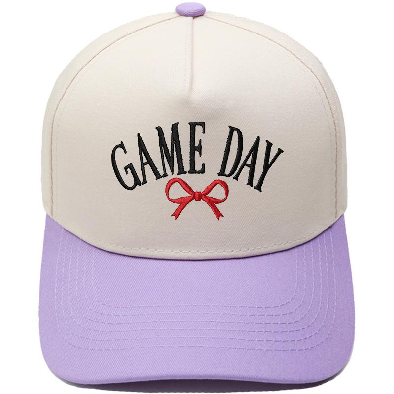 GAME DAY Bow Embroidery Color Matching Truck Hat Race Day Ladies Support Shade Dad Hat