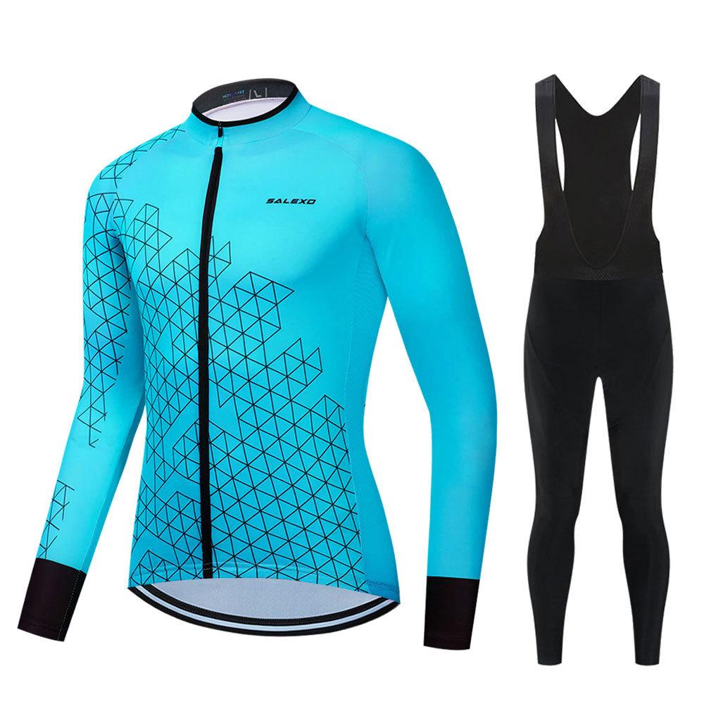 2026 Spring and Autumn Team Men s Long Sleeve Cycling Suit Quick-drying Breathable Strap Men s Suit XS