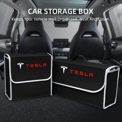 Car Soft Felt Storage Bag Organizer Cars Foldable Trunk Bag For Model 3 Model Y Car Stickers