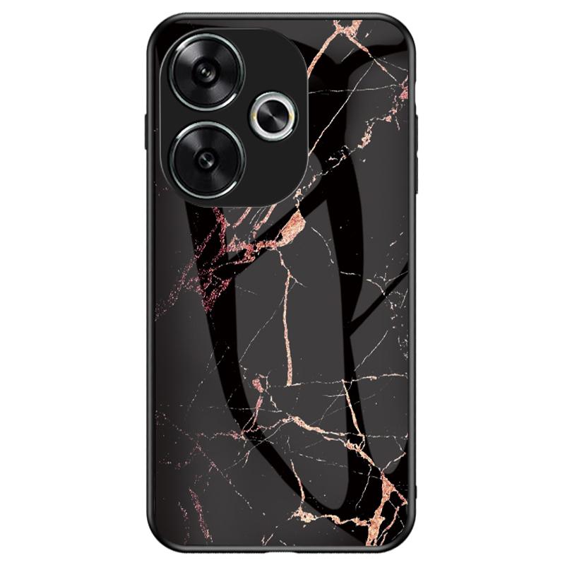 

For Xiaomi Redmi Turbo 3 5G Tempered Glass Case Marble Pattern Protective Phone Cover Gold Black Marble
