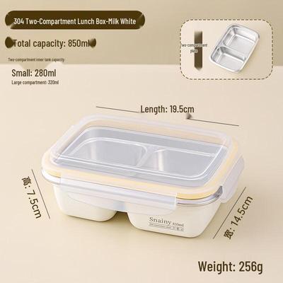 Xihe 304 Stainless Steel Divided Lunch Box with Cutlery