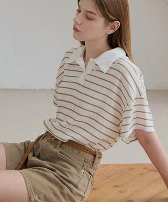 SLOWLOLLI Grove Collar Stripe Tee_2 Colors