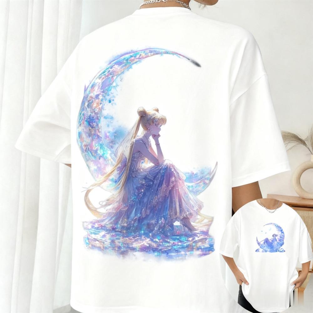 2026 Sailor Moon Anime Printed Women's Cotton Quality Short Sleeve T-Shirt Summer Oversized