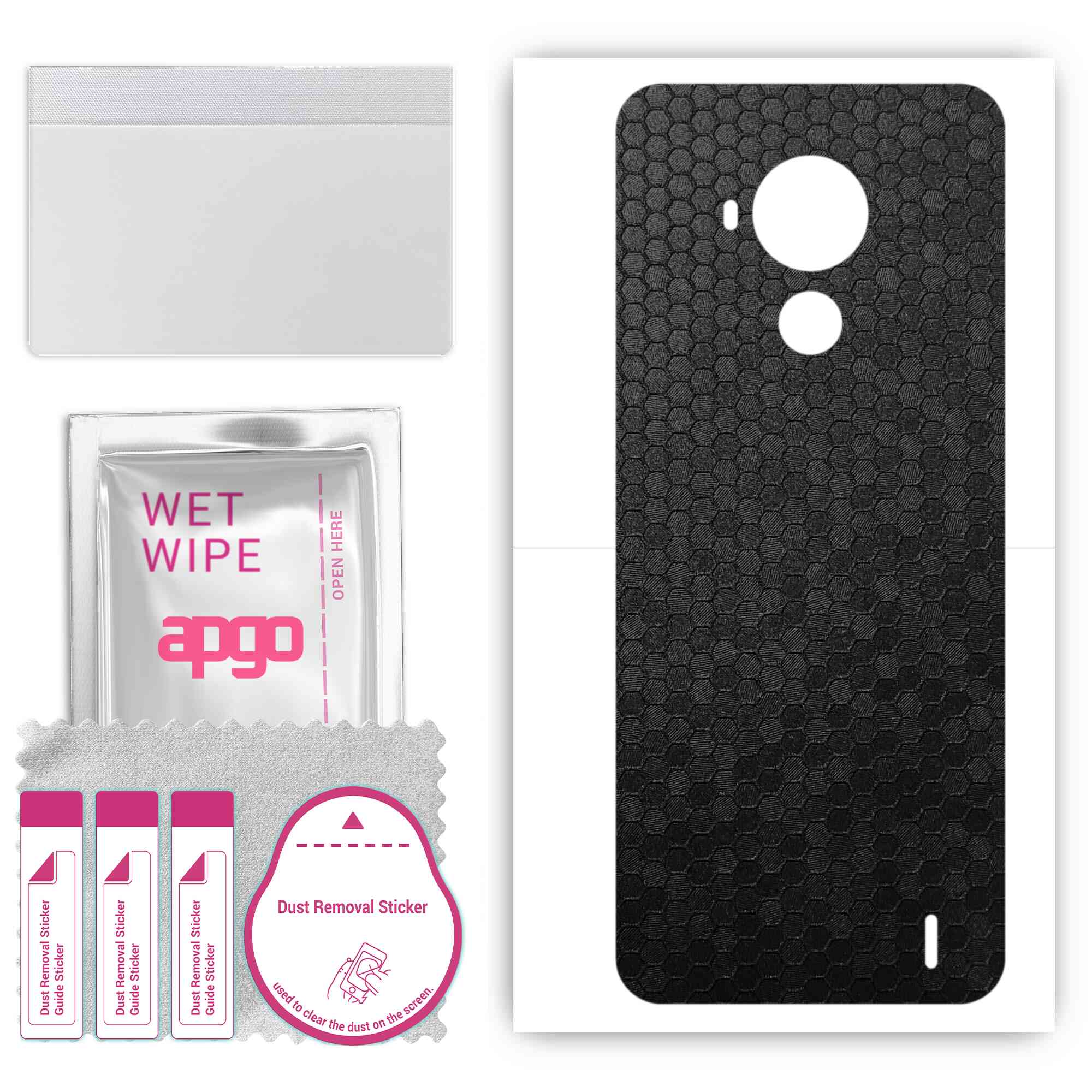 

apgo Protective Skin Sticker for the back compatible with Nokia C30, Wrap Film, Foil, Vinyl - Pattern Black Honeycomb