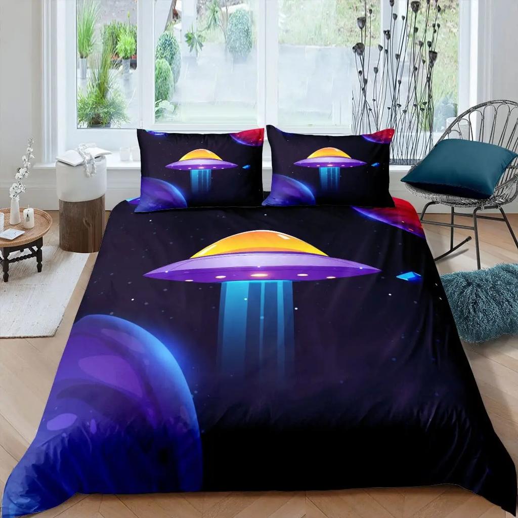 Aviation Duvet Cover SetAir Balloon Bedding Set Space Ship Comforter Cover Space Exploration Bedding Set Luxury Quilt Cover