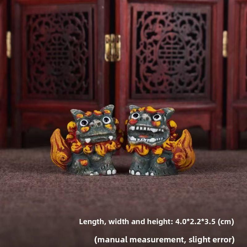 Китайская статуя каменного льва, ручная резьба, мини-скульптура стража для декора домашнего стола, подарок с благословением на удачу и богатство