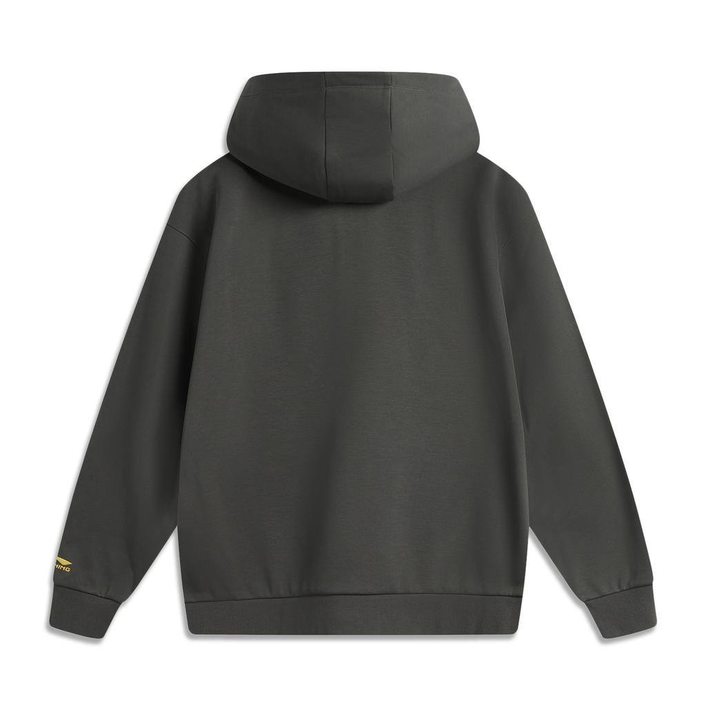 Li Ning Sports Lifestyle Series Anti-Static Anti-Bacterial Warm Fleece Hooded Logo Long Sleeve Zipper Cardigan Sweatshirt Unisex Sweatshirt AWDUC87-6