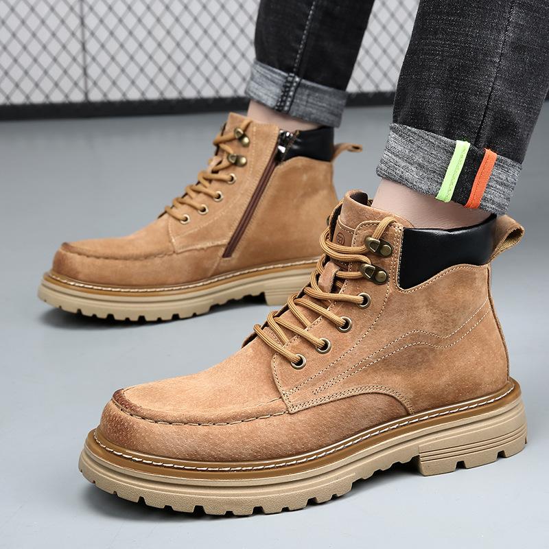 Autumn Winter British Style Platform Boots for Men Retro Fashion Casual Work Shoes Male New Designer Zipper Cow Leather Boot Man 38 8990₽