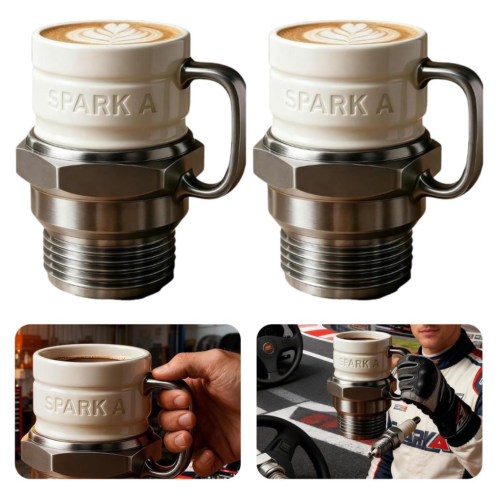 Spark Plug Coffee Mug Industrial Coffee Cup Mechanics Gearheads Automotive Themed Coffee Mug Engine Design for Car Enthusiasts