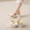 Fashion Square Toe Block Heel Sandals for Women Designer Daily Casual Woman Shoes Luxury Summer 2025 Korea Low Price Comfort Vip Sandal