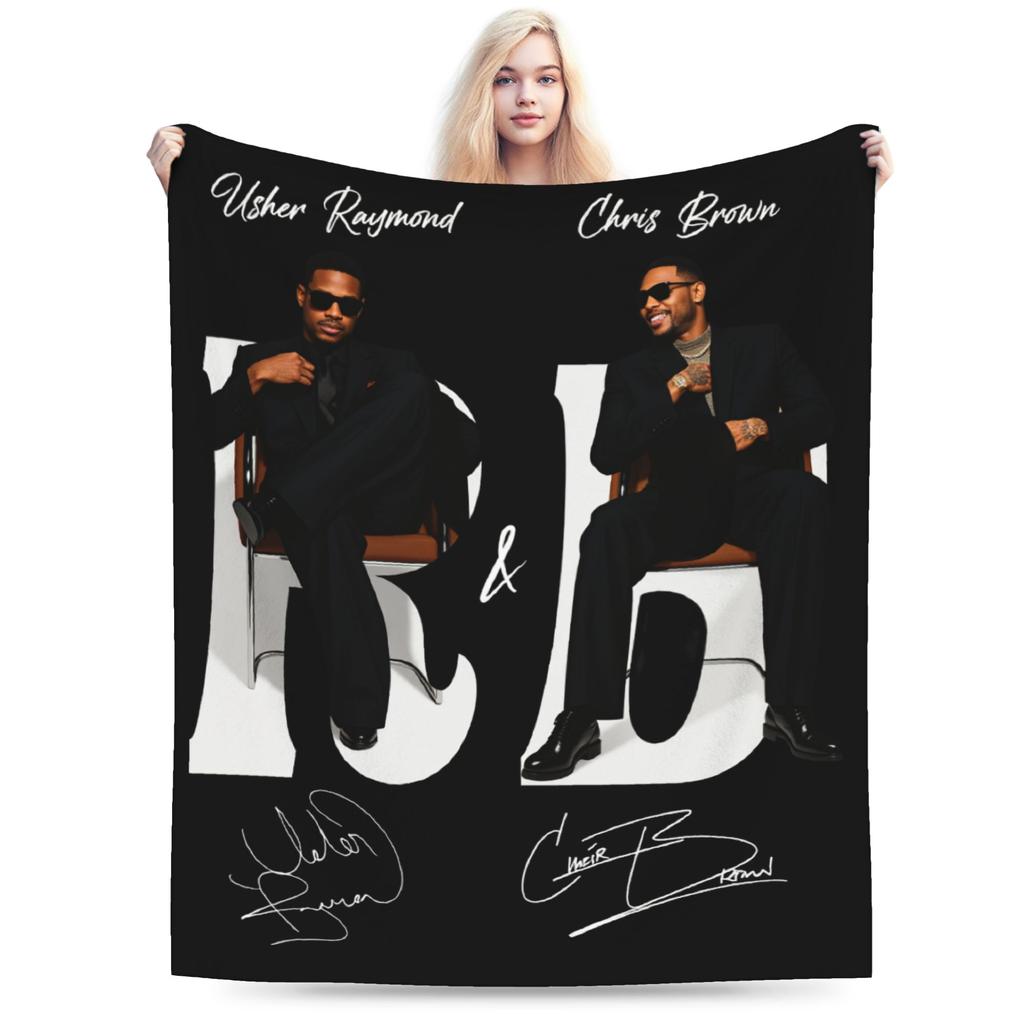 Chris Brown And Usher The Rb Tour Blanket Warm Soft Plush Throw Blanket For Girls Boys Couch Bed Flannel Bedspread Bed