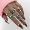 Women's Y2K Vintage Silver Butterfly Skull Punk Ring Set - Gothic Streetwear Adjustable Charm Rings for Party & Daily Wear