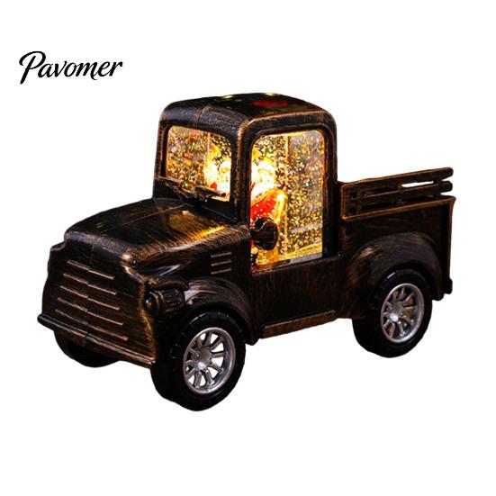 Retro Pickup Truck Decor Christmas Night Light with Snow Lantern, Battery Creative Gifts for Family Operated Decorative LED Lamp Home Bedroom, Holiday