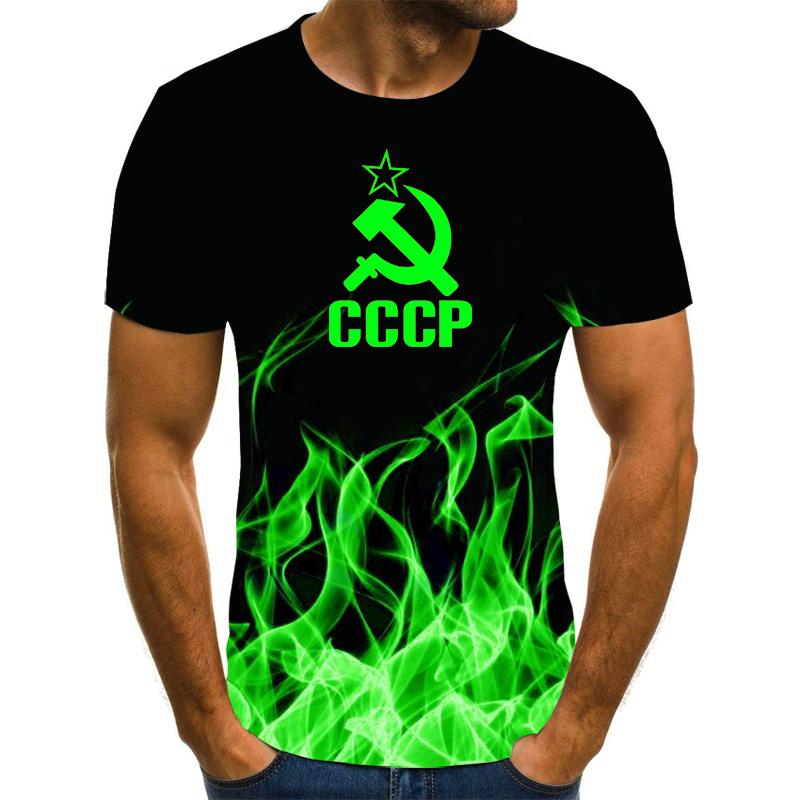2026 Men's T-shirt Short Sleeve Solid Men's Loose T-shirt Men's Top Brand New CCCP Brand Men's 3D T-shirt Short Sleeve