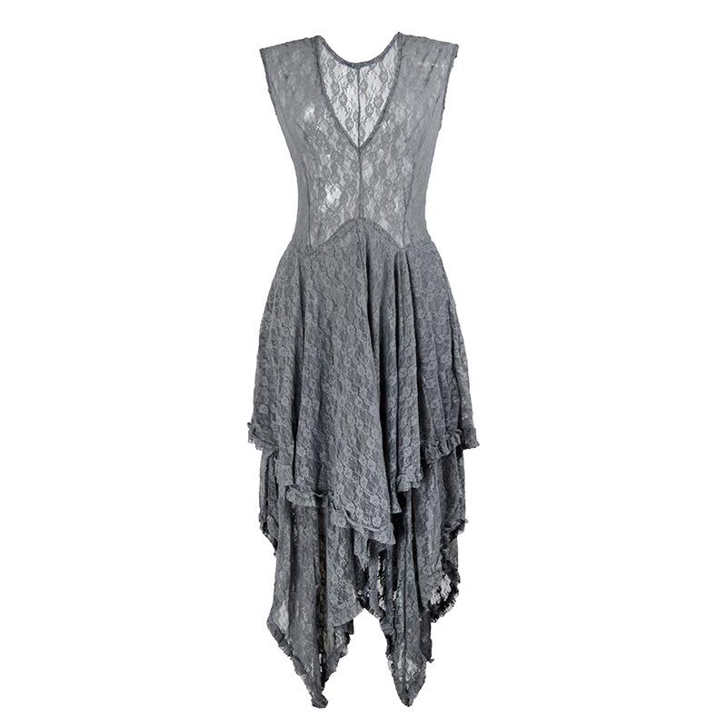 European Fashion Lace Irregular High-Low Skirt Dress