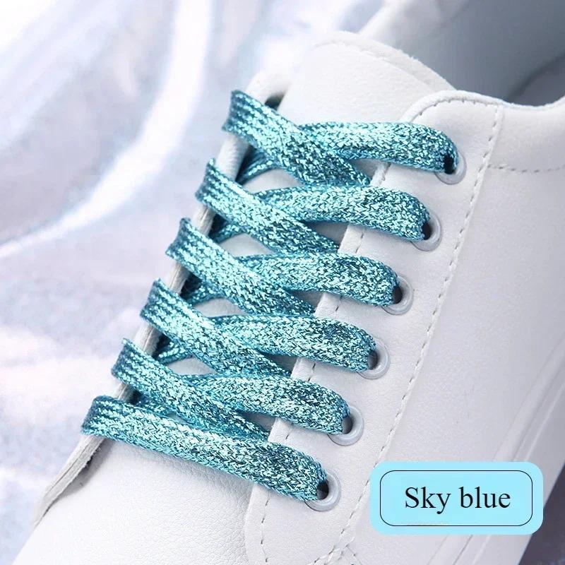 

19 Colors Shiny Gold and Silver Colorful Bright Shoelaces 100-140cm Sneakers Shoelaces Boots Laces Rainbow Pearlescent Shoelaces 140cm небо синє кольору