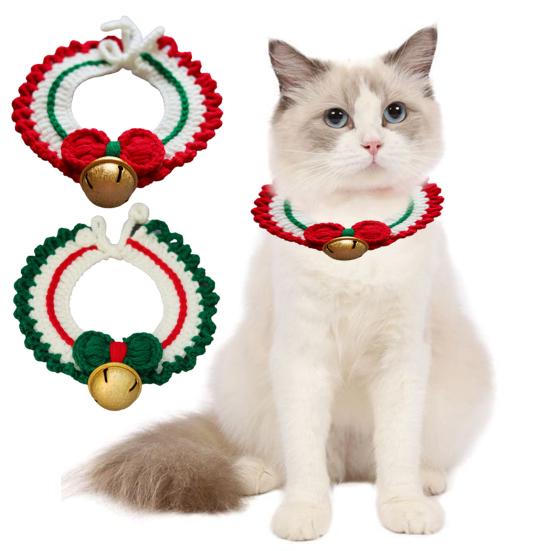 

Кошачий воротник Милый бант Шарф Нагрудник Шерстяная пряжа Вязаный воротник котенка Новый год Рождество