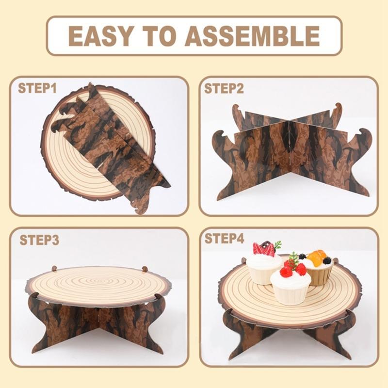 PWood Like Aper Cake Stand For Country Wedding And Birthday Party Decors Forest Style Table Decoration Cupcake Display