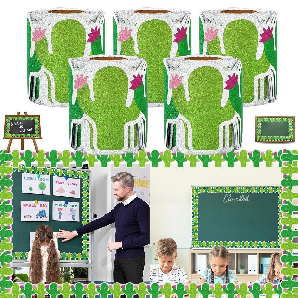 Green Cactus Border Decorative Sticker Self Adhesive DIY Poster Border Stickers Border Trim Sticker