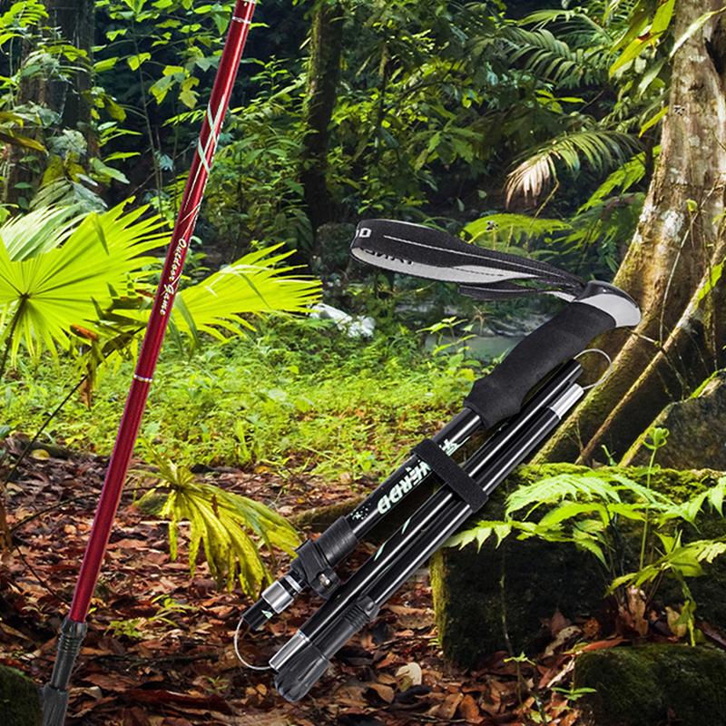 1 Stück 5-teiliger Outdoor Teleskopischer Faltbarer Trekkingstock Camping Tragbarer Wanderstock für Ältere Einfach in die Tasche zu stecken