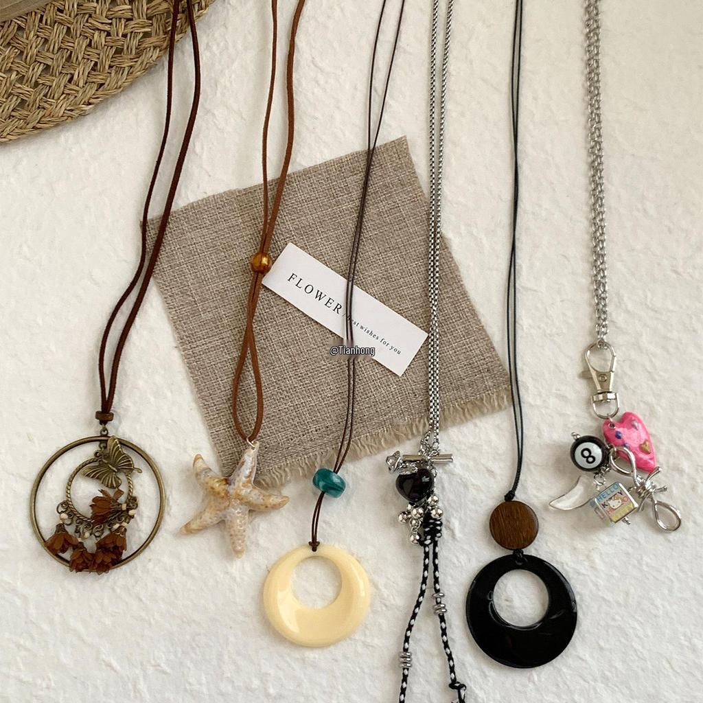 Bohemian Style Long Pendant Necklace for Women's Summer Beach Outfit