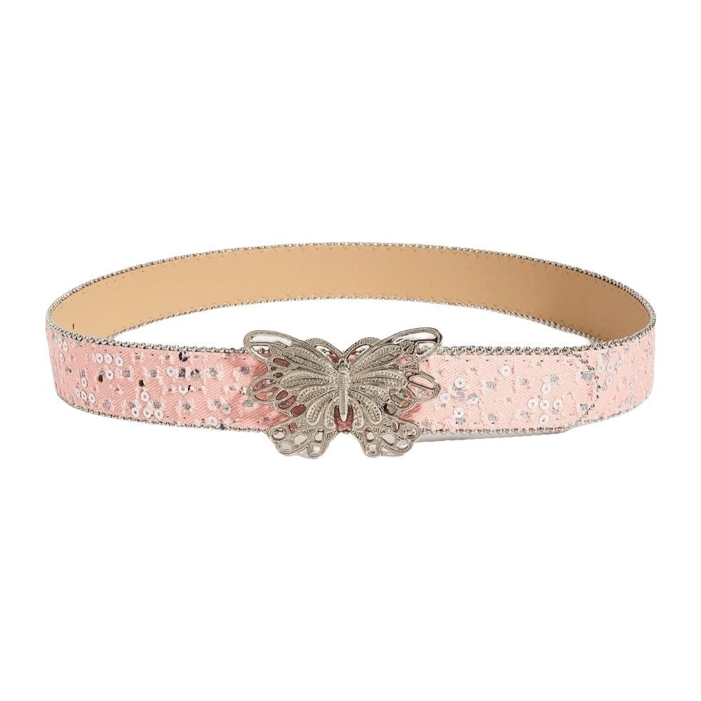 Sequins Wide Belt Y2K Denim Waistbands Simple Butterfly Belt Female/Girls