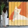 Peaceful White Cat Shower Curtain - Abstract Art Wall Hanging for Living Room and Bedroom Decoration -Minimalism and Tranquility