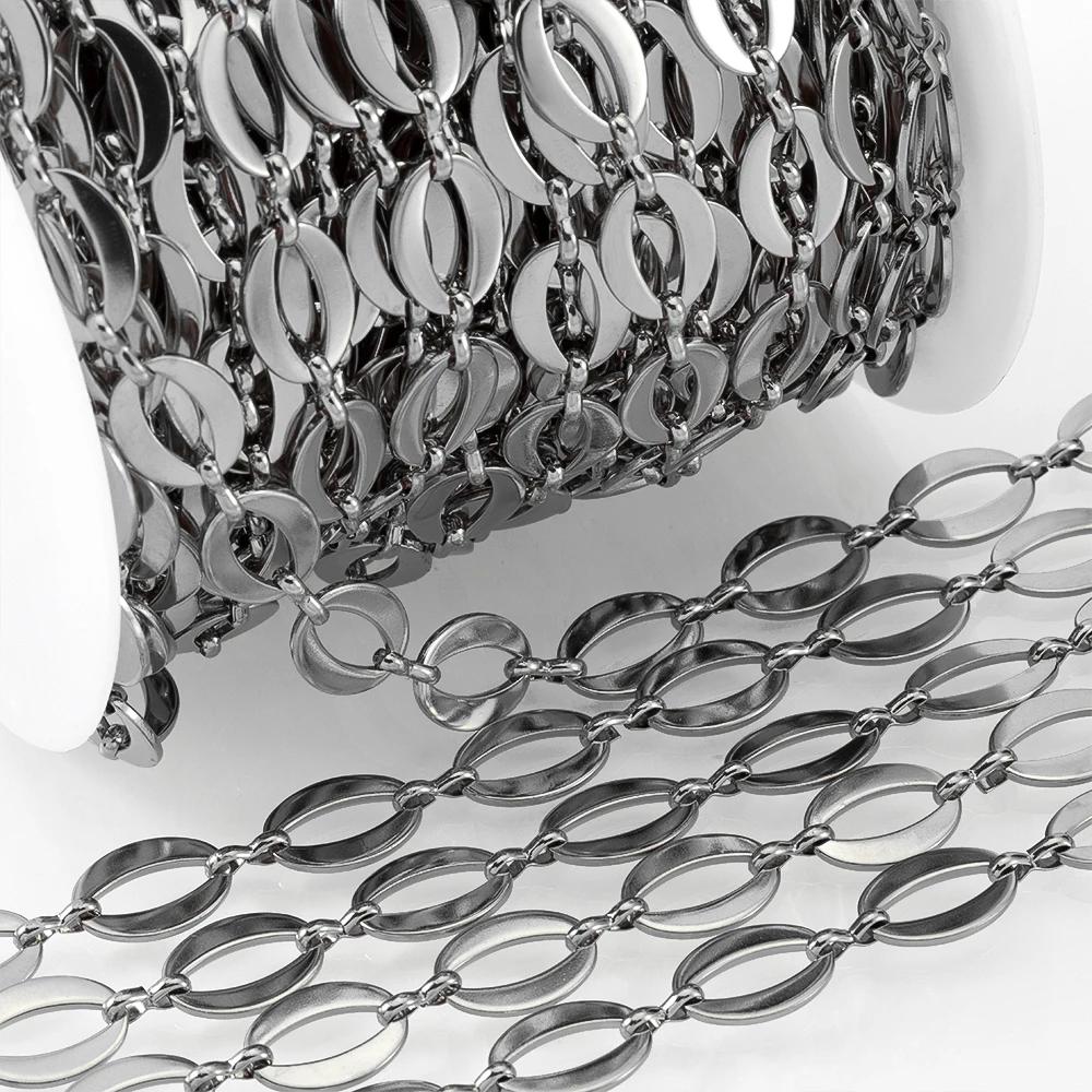 

1Meter Stainless Steel Black Plating Cuban Necklaces Chain 10x14mm Oval Link Chains for DIY Bracelets Jewelry Making Bags Chains 1meter