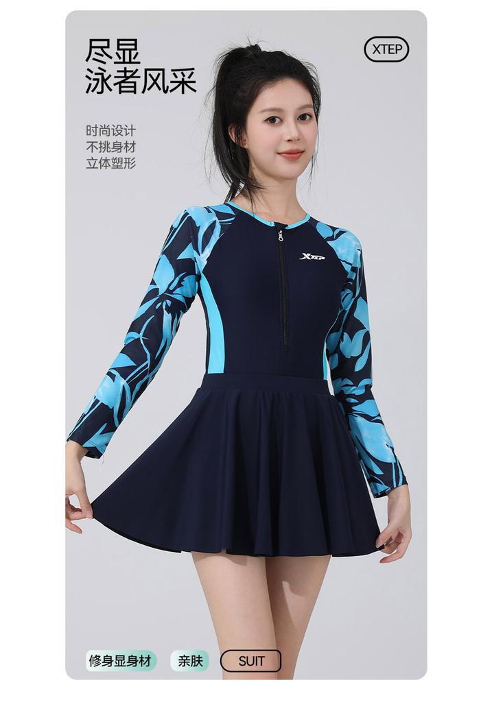 Xtep Women's Long-Sleeved One-Piece Swimsuit