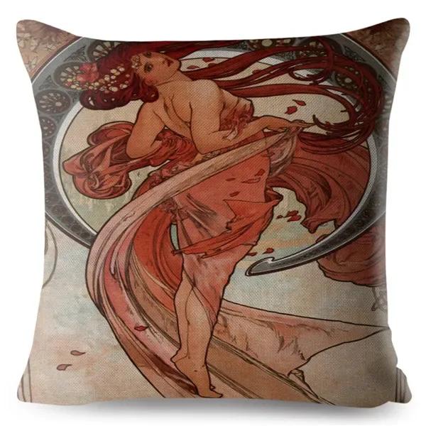 Art Nouveau Mucha Gallery Husa Perna Bej Fata de Perna Canapea Auto Decor