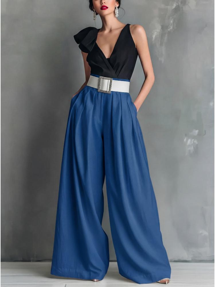 Women's Wide Leg Pants with Detachable Belt In Multiple Colors